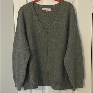 Loft Cozy Green Heather V Neck Long Sleeve Sweater